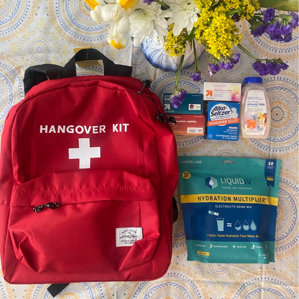 Bachelorette party hangover kit (red backpack only)